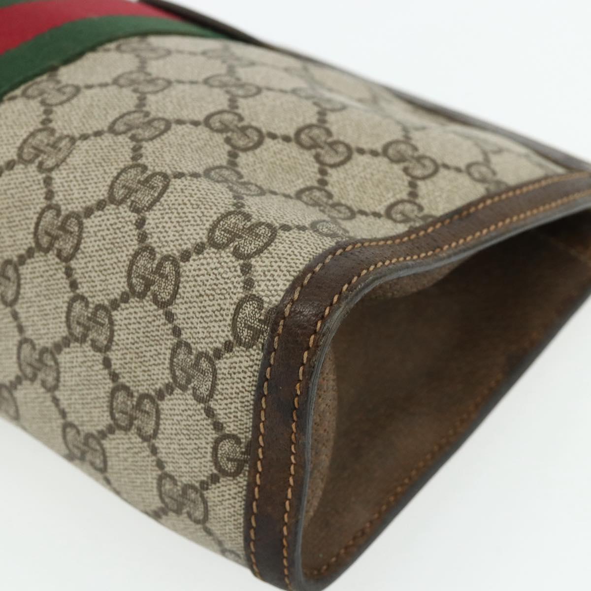 GUCCI GG Supreme Web Sherry Line Clutch Bag PVC Beige 41 014 2125 28 Auth 168839