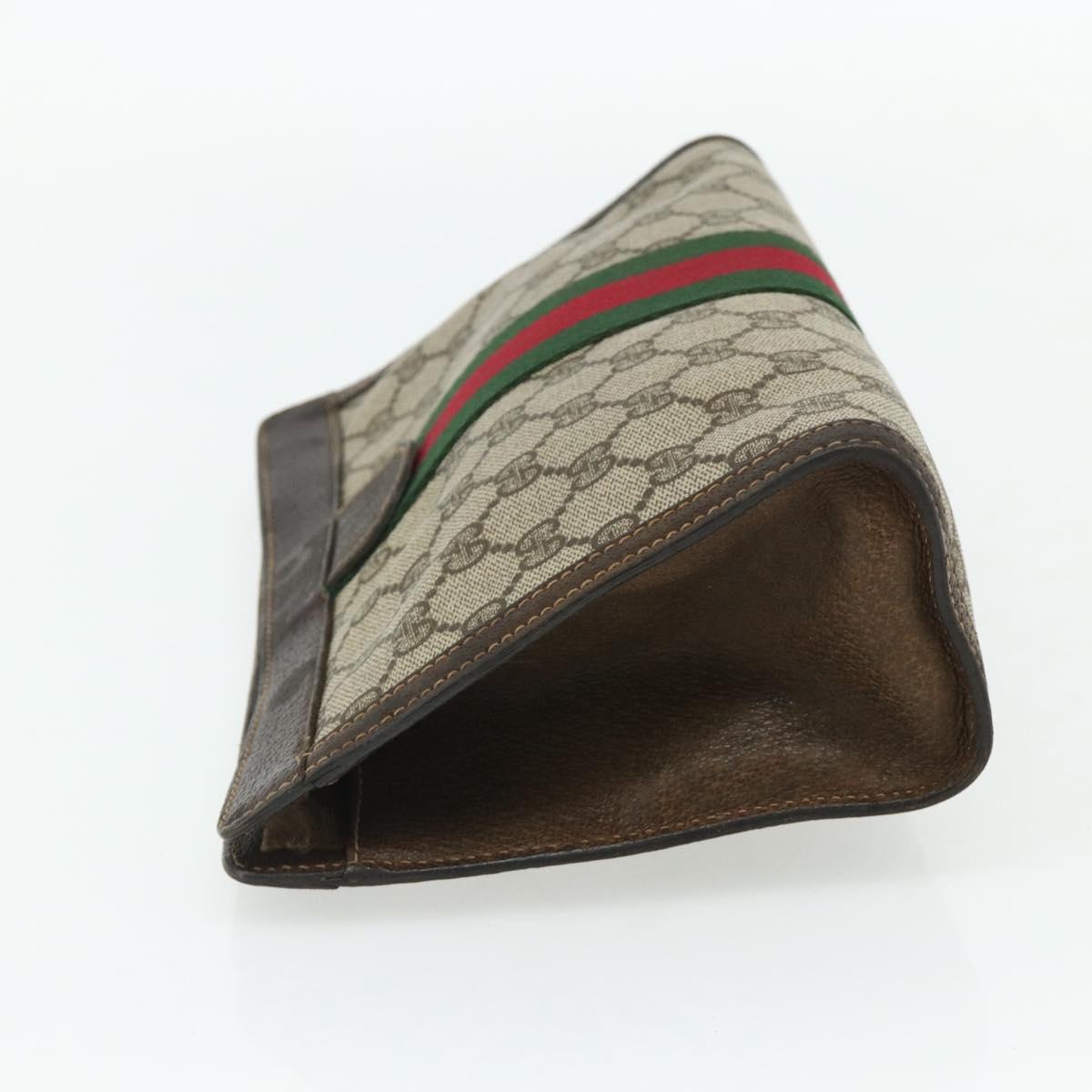 GUCCI GG Supreme Web Sherry Line Clutch Bag PVC Beige 41 014 2125 28 Auth 168839