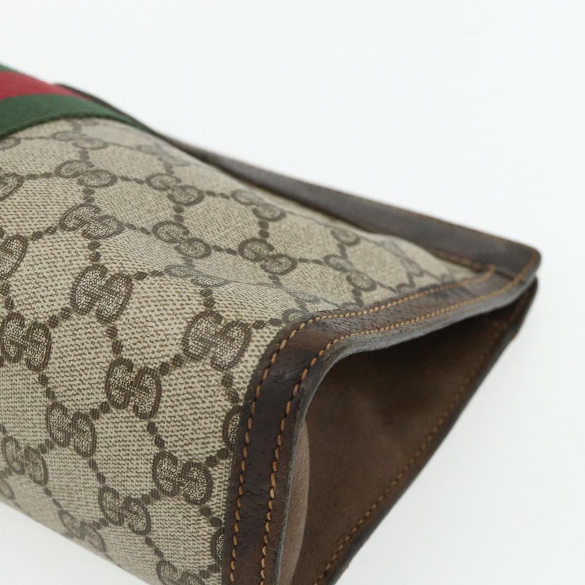 GUCCI GG Supreme Web Sherry Line Clutch Bag PVC Beige 41 014 2125 28 Auth 168839