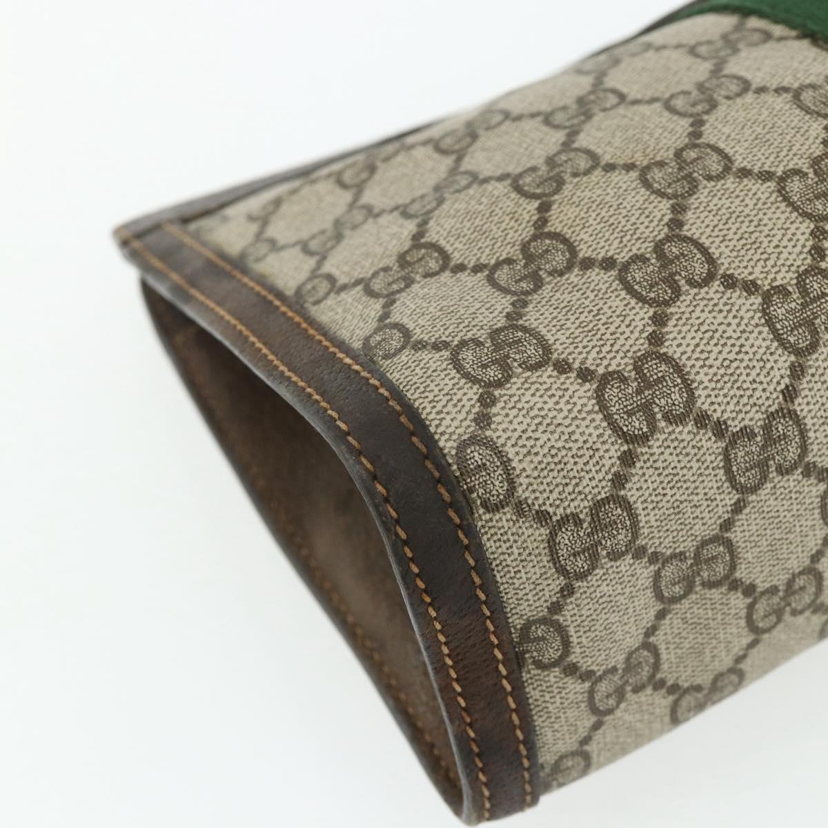 GUCCI GG Supreme Web Sherry Line Clutch Bag PVC Beige 41 014 2125 28 Auth 168839