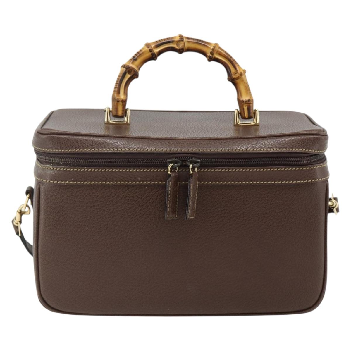 GUCCI Bamboo Hand Bag Leather 2way Brown Gold 013 2122 2491 Auth 168841