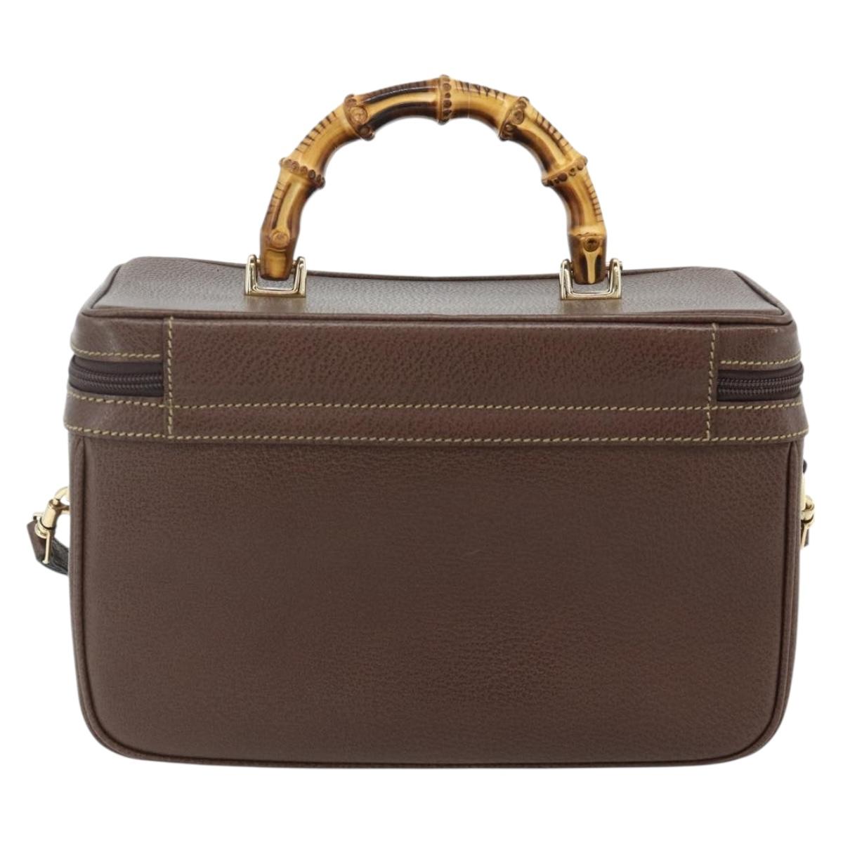 GUCCI Bamboo Hand Bag Leather 2way Brown Gold 013 2122 2491 Auth 168841