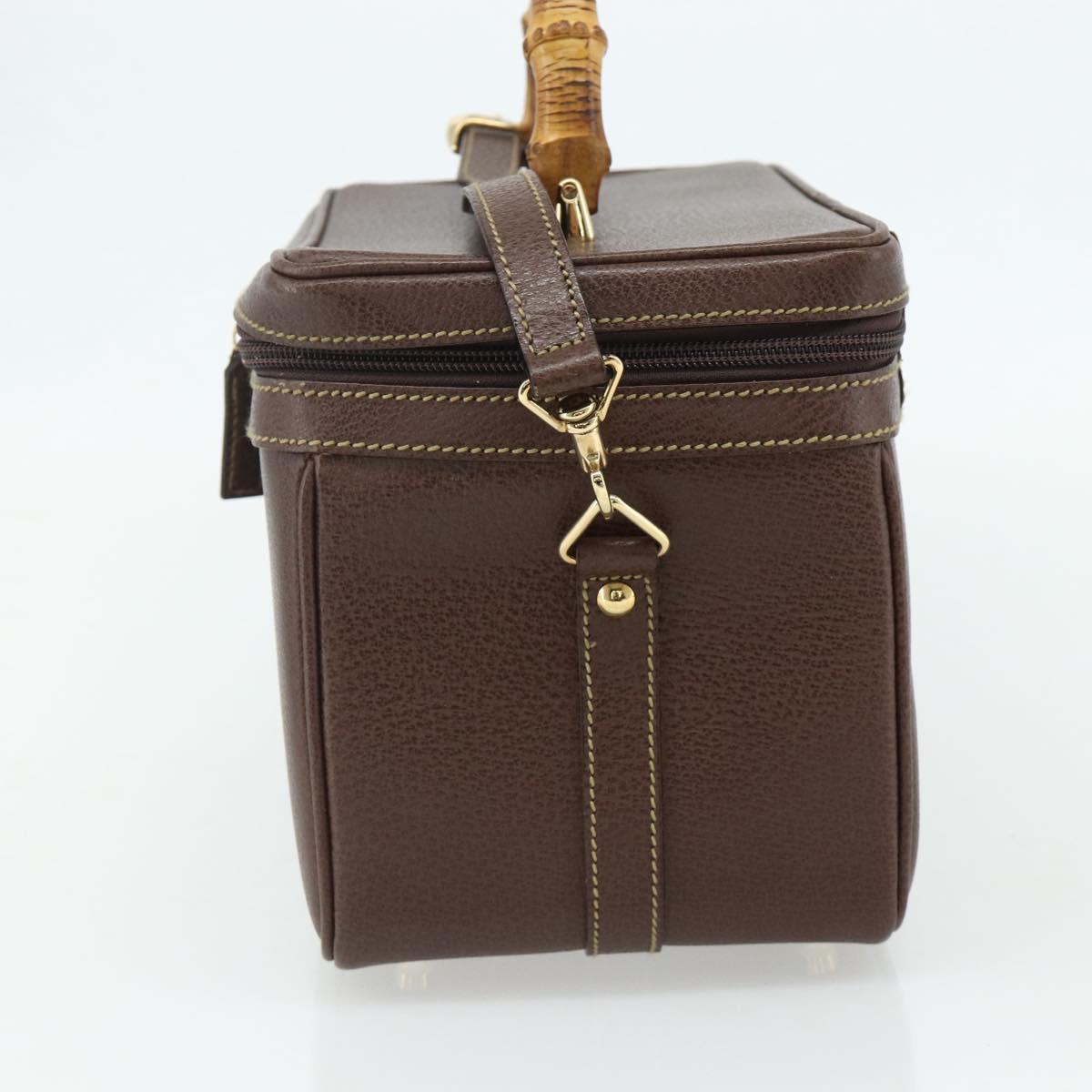 GUCCI Bamboo Hand Bag Leather 2way Brown Gold 013 2122 2491 Auth 168841