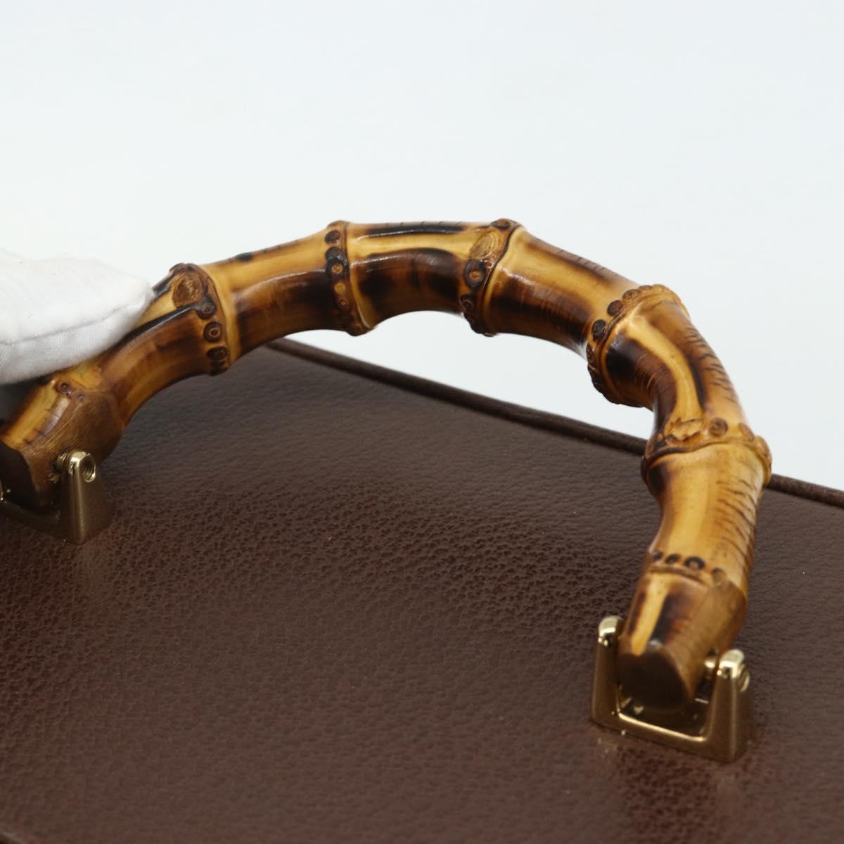 GUCCI Bamboo Hand Bag Leather 2way Brown Gold 013 2122 2491 Auth 168841