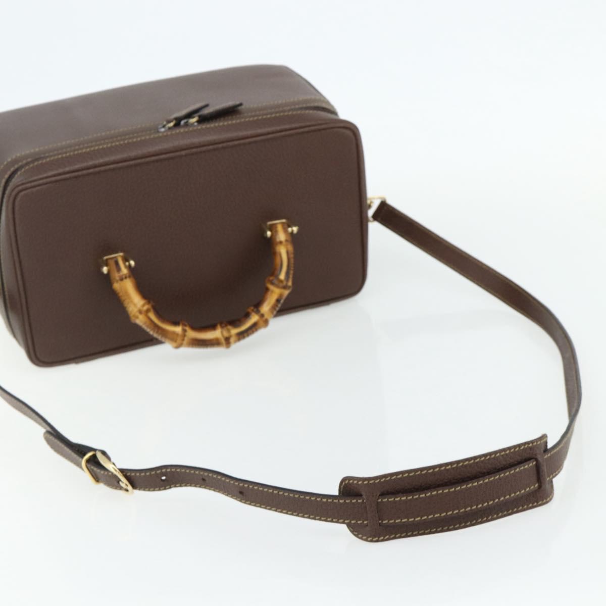 GUCCI Bamboo Hand Bag Leather 2way Brown Gold 013 2122 2491 Auth 168841