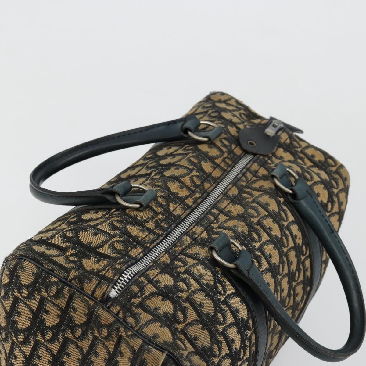 Christian Dior Trotter Canvas Hand Bag Navy Silver Auth 168844