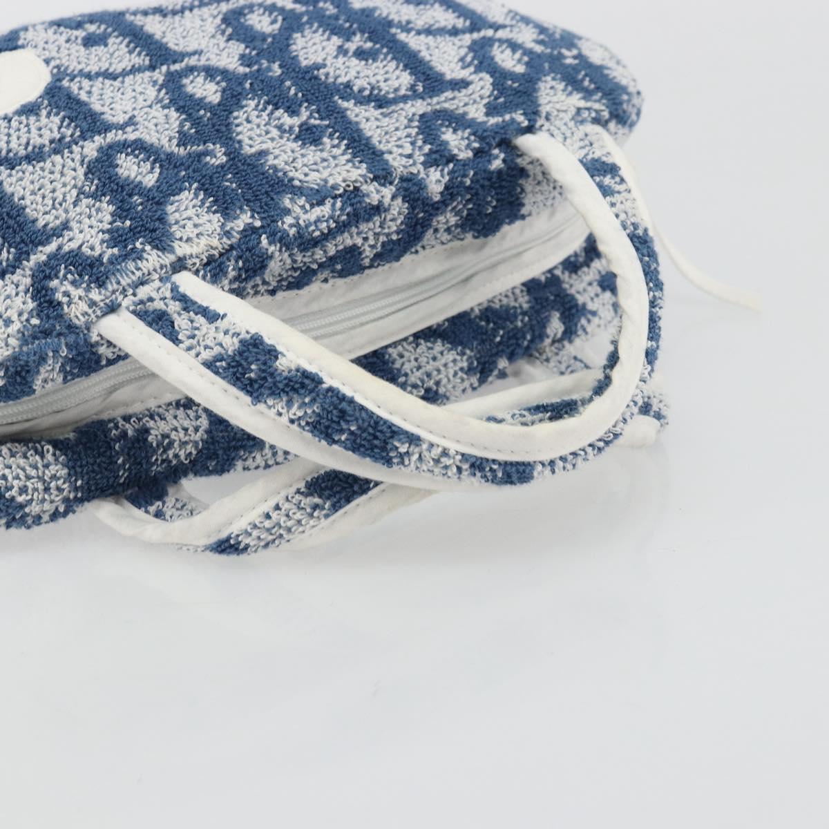 Christian Dior Trotter Canvas Hand Bag Pile Blue Auth 168851A