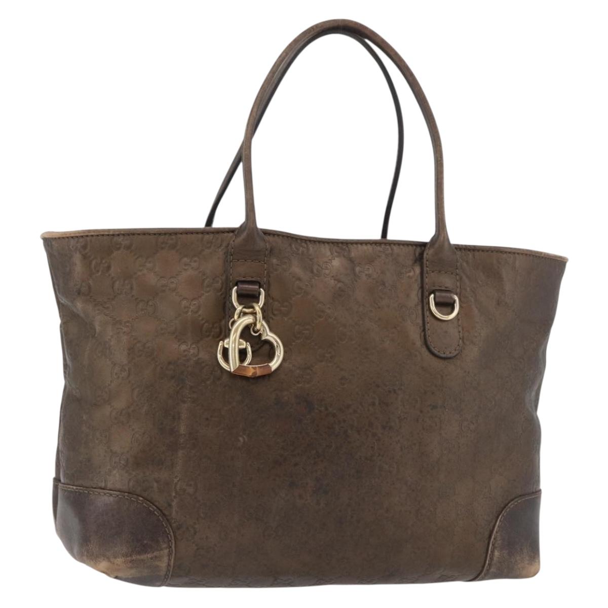 GUCCI GG Canvas Guccissima Bamboo Bag Leather Brown Gold 269956 Auth 168862A