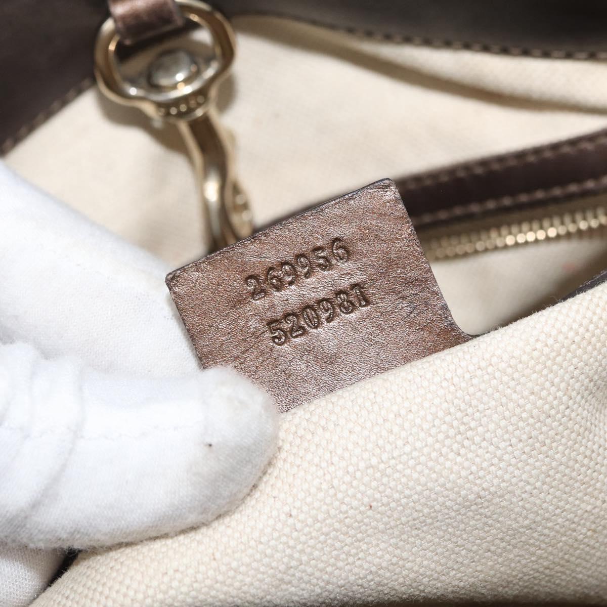 GUCCI GG Canvas Guccissima Bamboo Bag Leather Brown Gold 269956 Auth 168862A