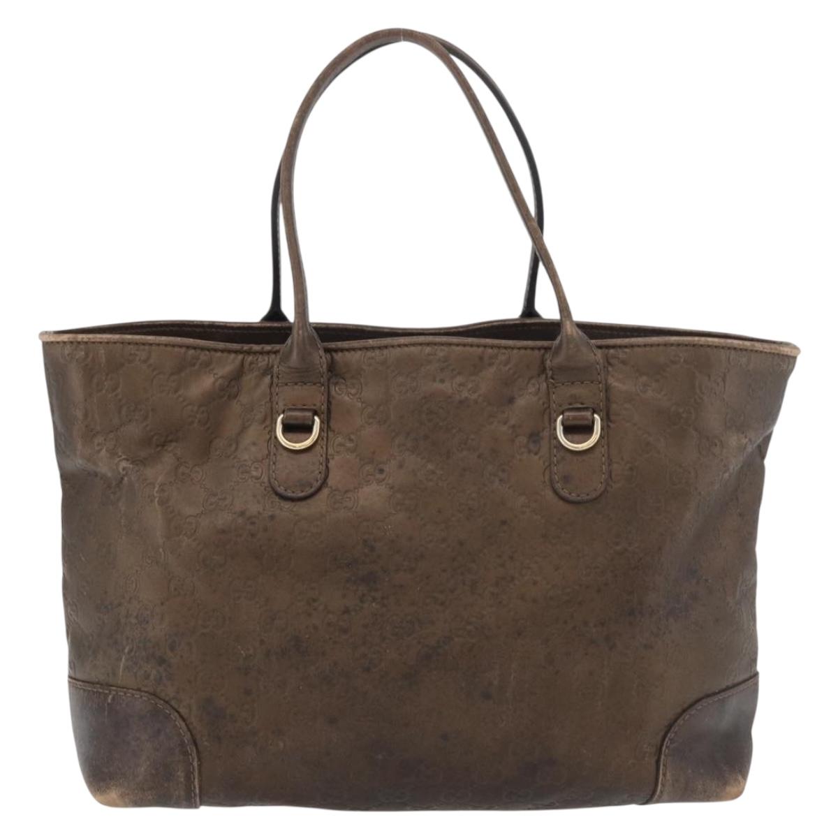 GUCCI GG Canvas Guccissima Bamboo Bag Leather Brown Gold 269956 Auth 168862A