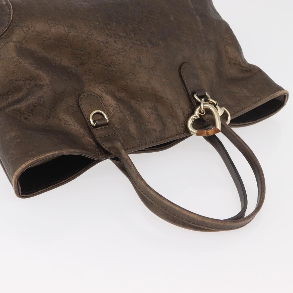 GUCCI GG Canvas Guccissima Bamboo Bag Leather Brown Gold 269956 Auth 168862A