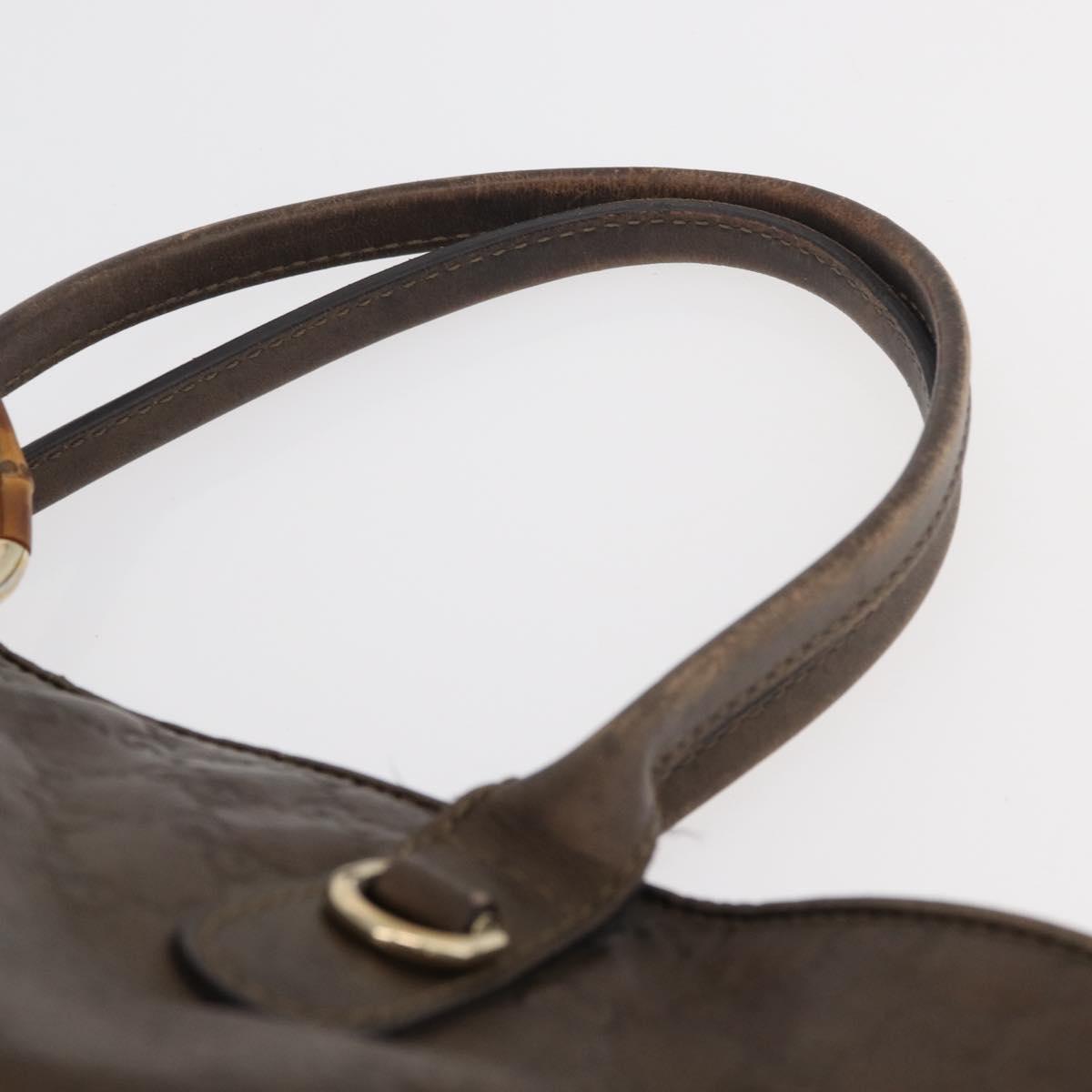 GUCCI GG Canvas Guccissima Bamboo Bag Leather Brown Gold 269956 Auth 168862A