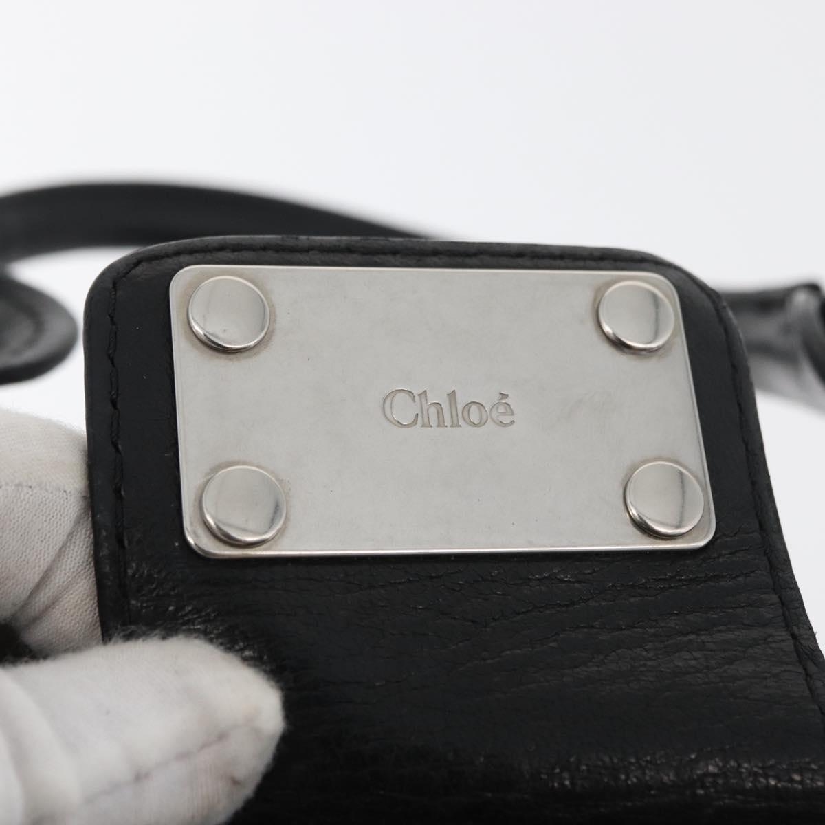 Chloe Paddington Hand Bag Canvas Black Brown Silver Auth 168864A