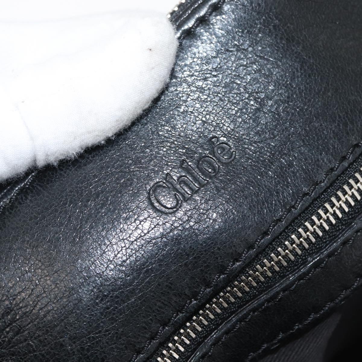 Chloe Paddington Hand Bag Canvas Black Brown Silver Auth 168864A