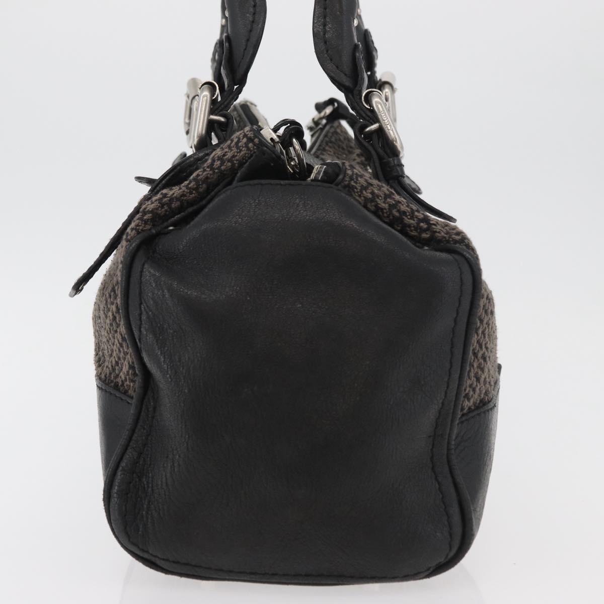 Chloe Paddington Hand Bag Canvas Black Brown Silver Auth 168864A