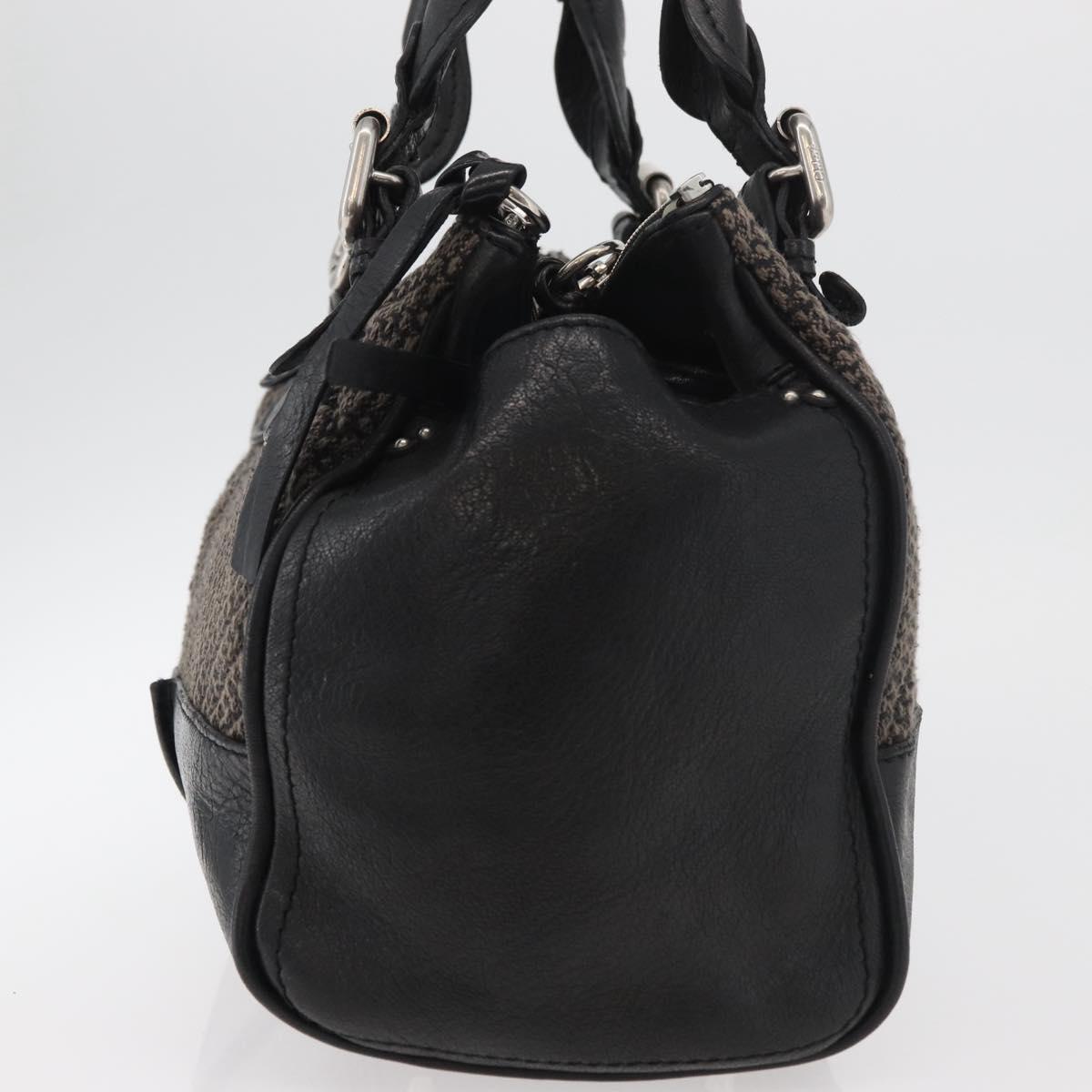 Chloe Paddington Hand Bag Canvas Black Brown Silver Auth 168864A