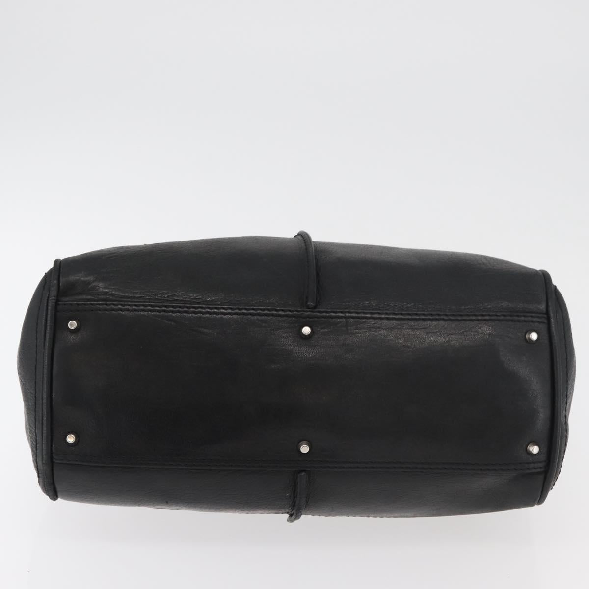 Chloe Paddington Hand Bag Canvas Black Brown Silver Auth 168864A
