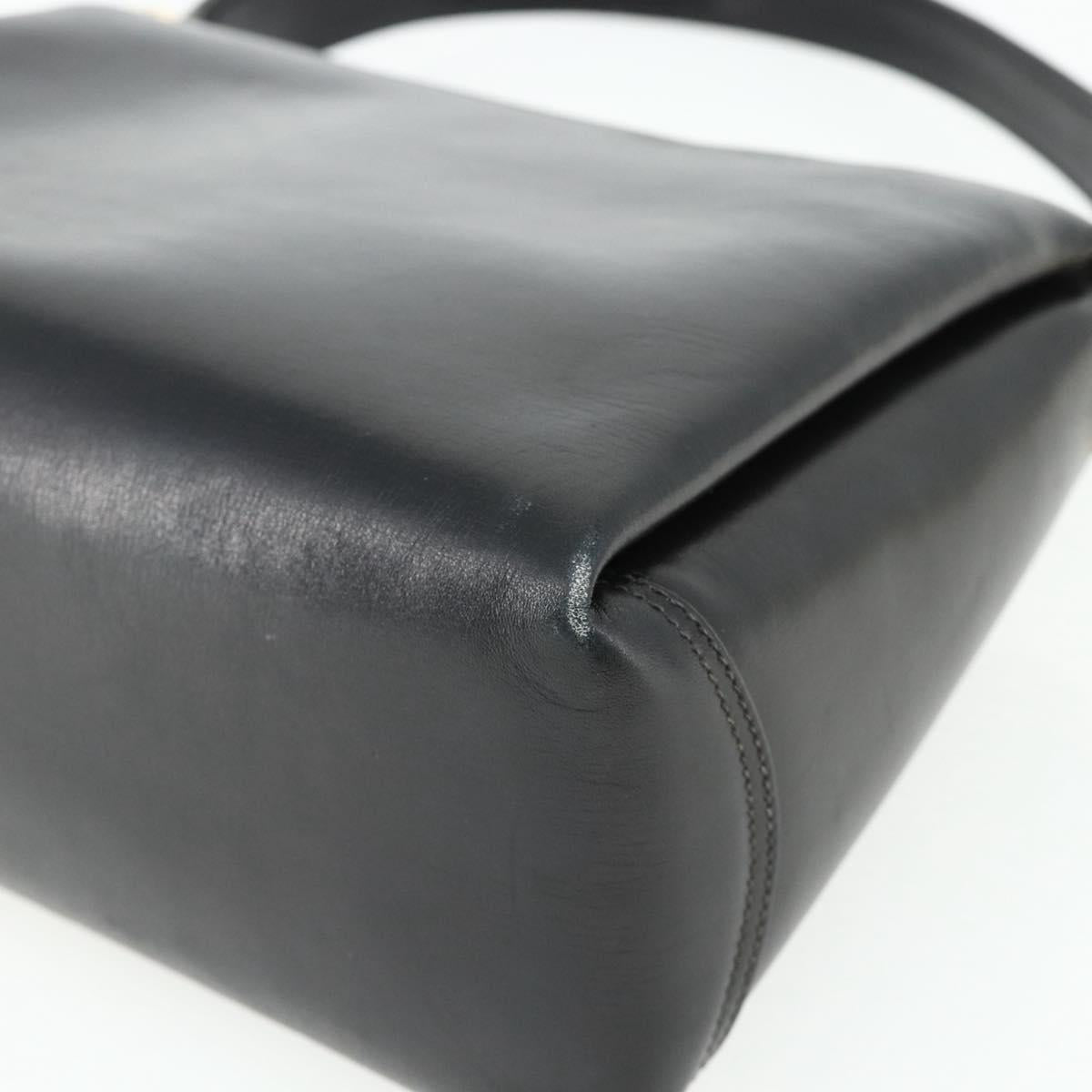 GUCCI Shoulder Bag Leather Black Gold Auth 168865A