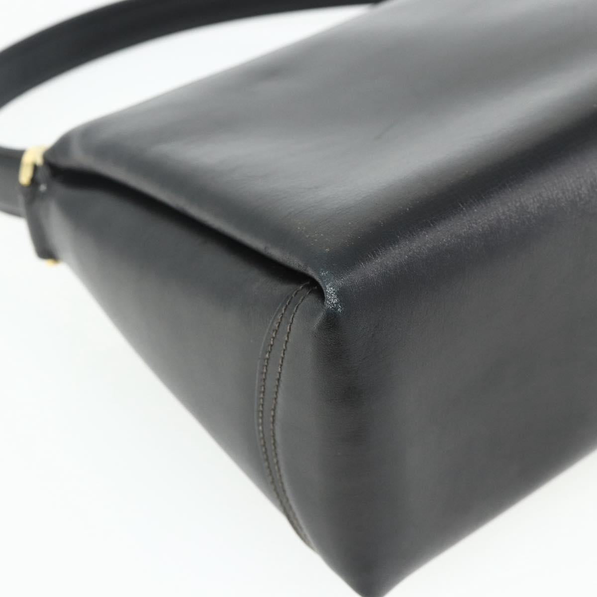GUCCI Shoulder Bag Leather Black Gold Auth 168865A