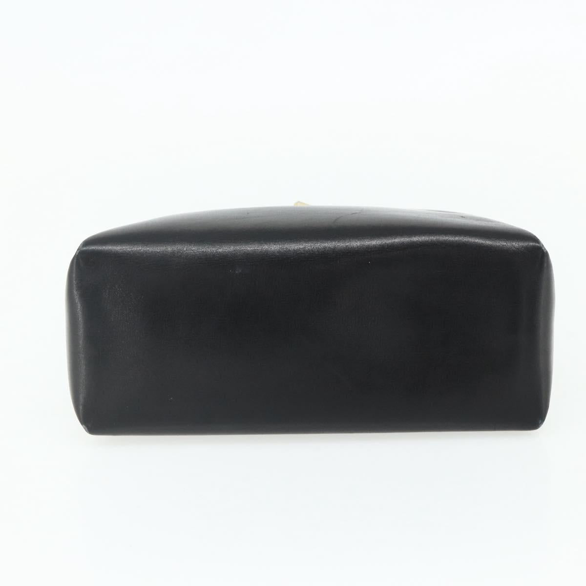 GUCCI Shoulder Bag Leather Black Gold Auth 168865A