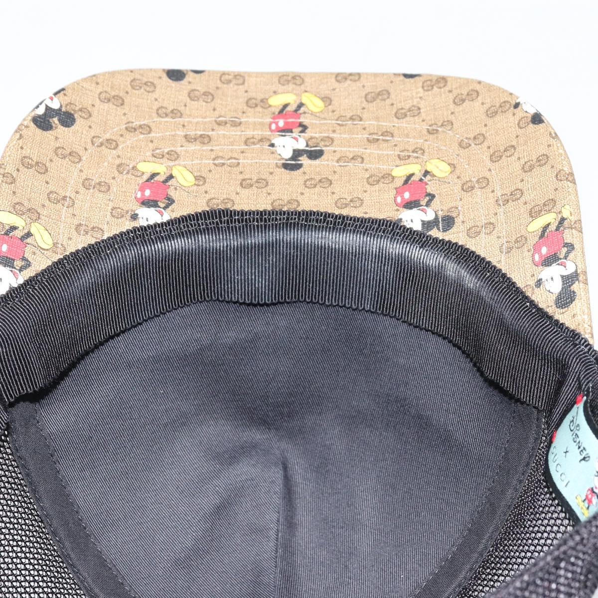 GUCCI Disney Baseball Cap Micro GG Supreme Cap PVC Beige 602979 Auth 168869A