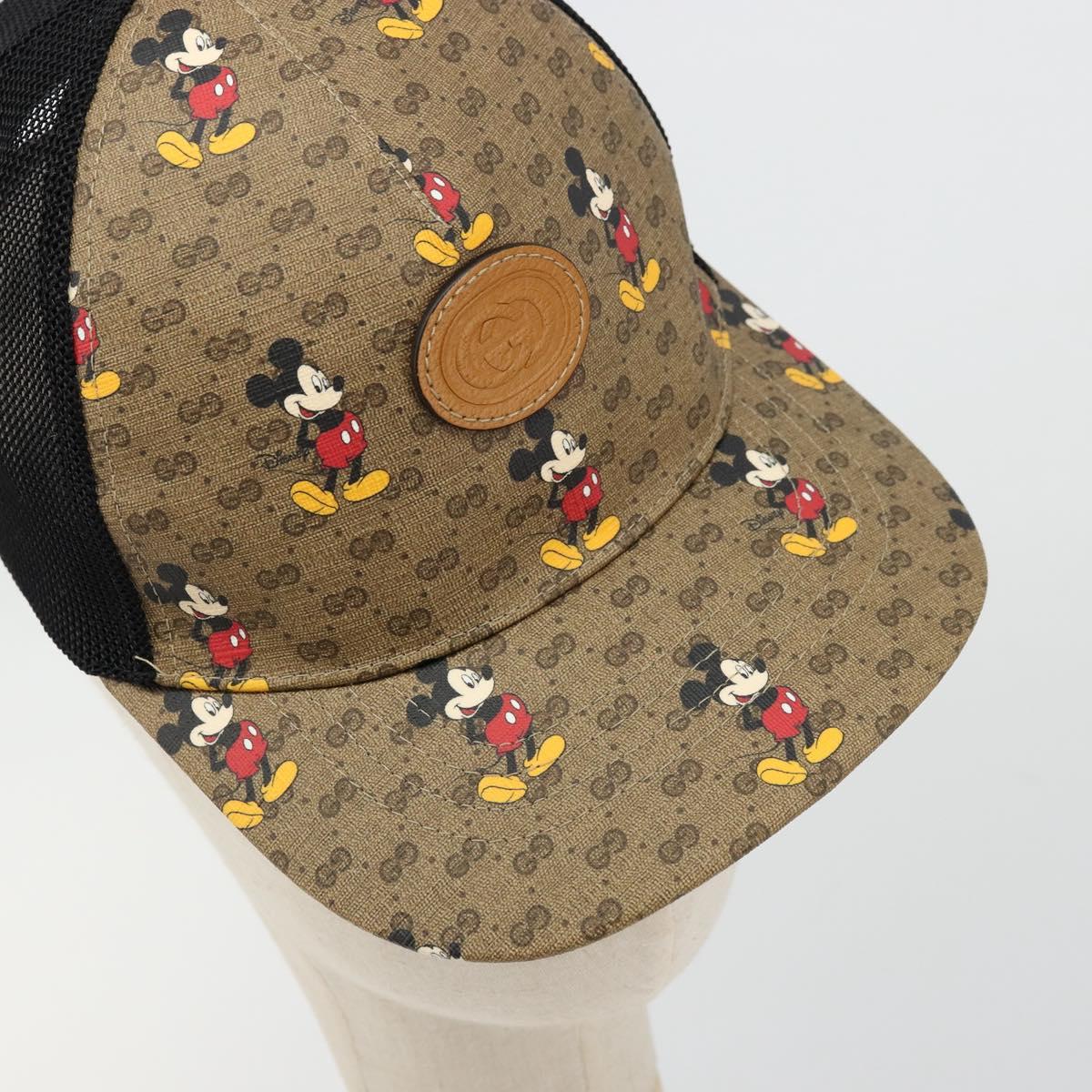 GUCCI Disney Baseball Cap Micro GG Supreme Cap PVC Beige 602979 Auth 168869A