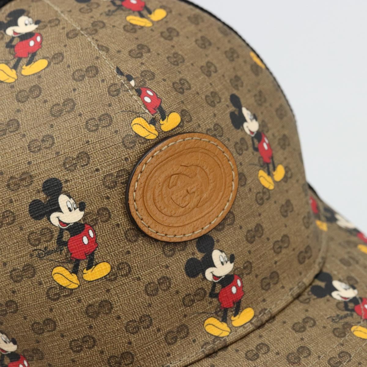 GUCCI Disney Baseball Cap Micro GG Supreme Cap PVC Beige 602979 Auth 168869A