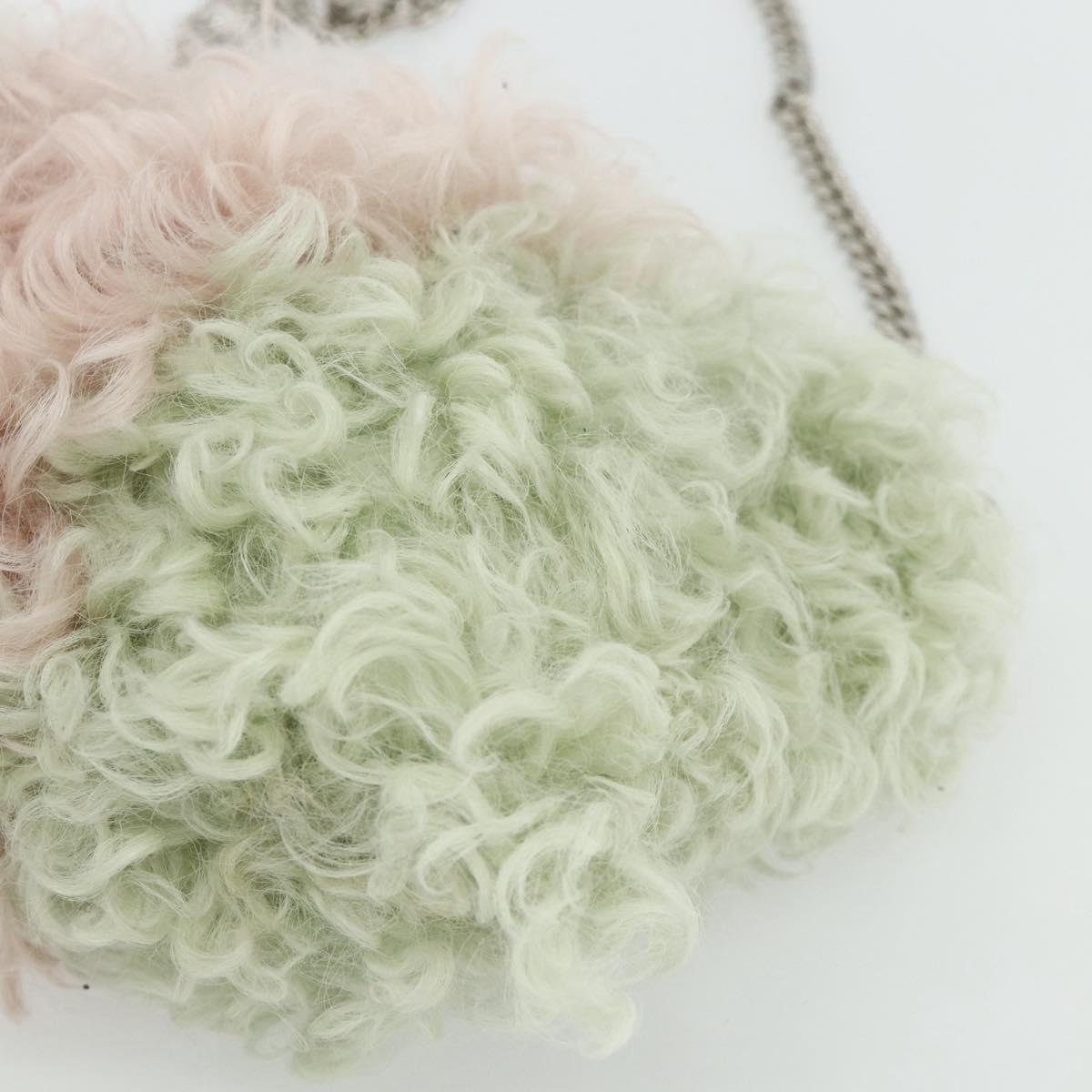 Miu Miu Chain Shoulder Bag Fur Pink White Green Auth 168873A