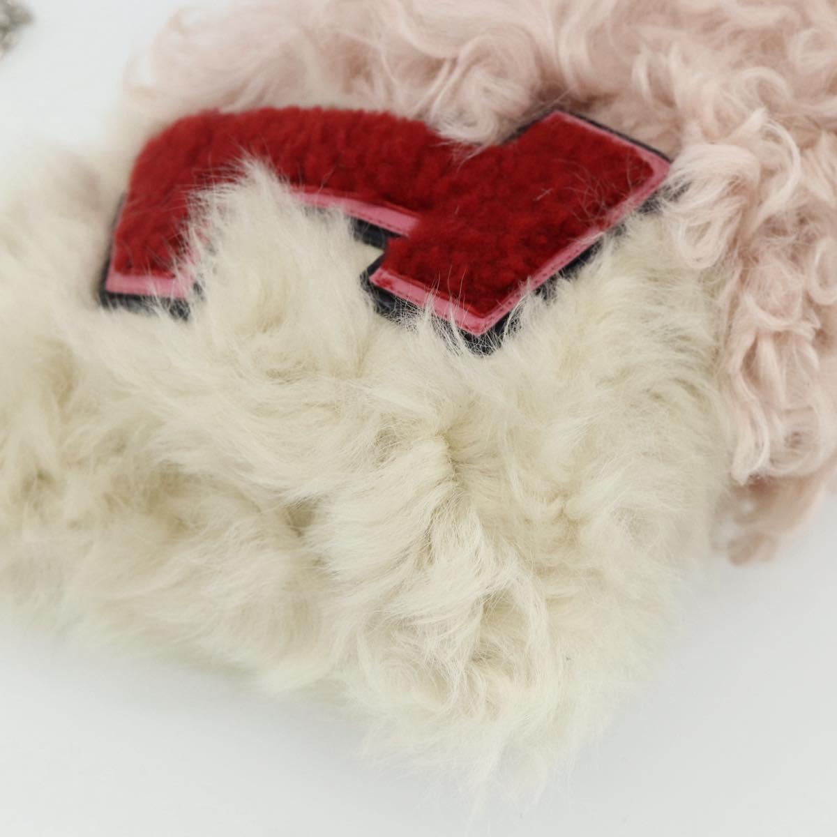 Miu Miu Chain Shoulder Bag Fur Pink White Green Auth 168873A