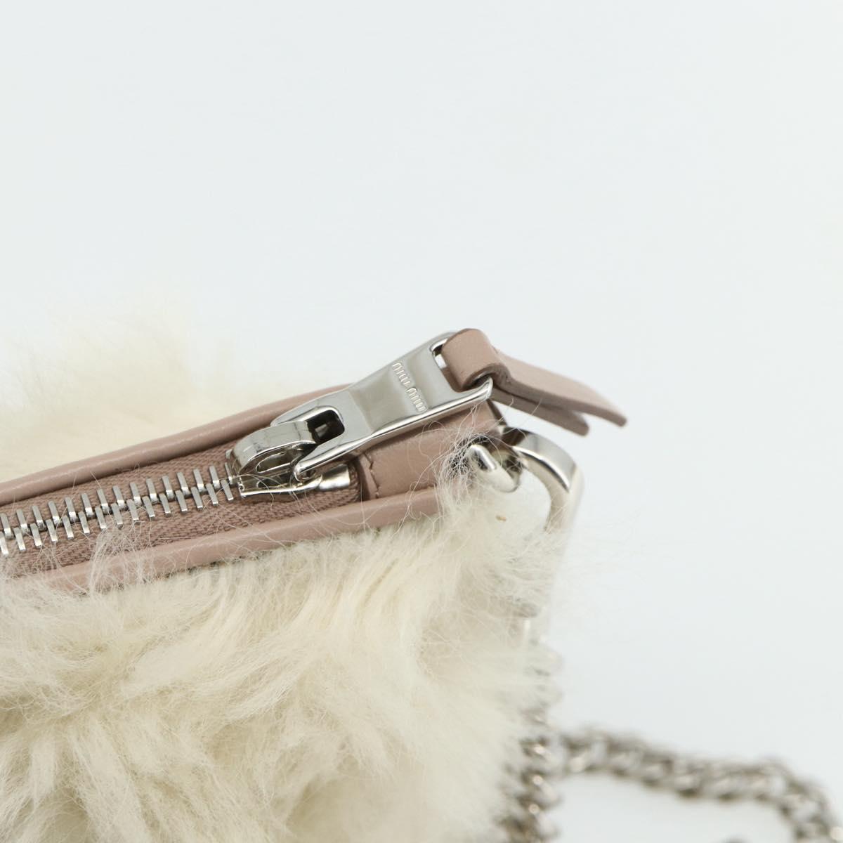 Miu Miu Chain Shoulder Bag Fur Pink White Green Auth 168873A