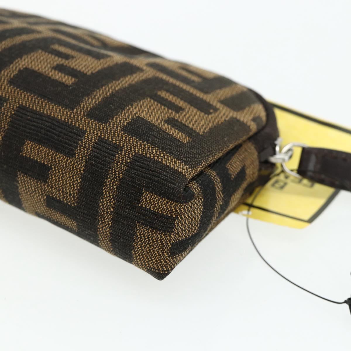 FENDI Zucca Canvas Pouch Black Brown Auth 168874