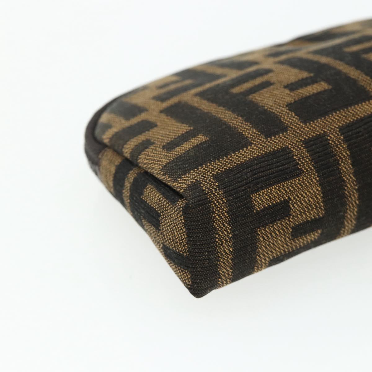 FENDI Zucca Canvas Pouch Black Brown Auth 168874