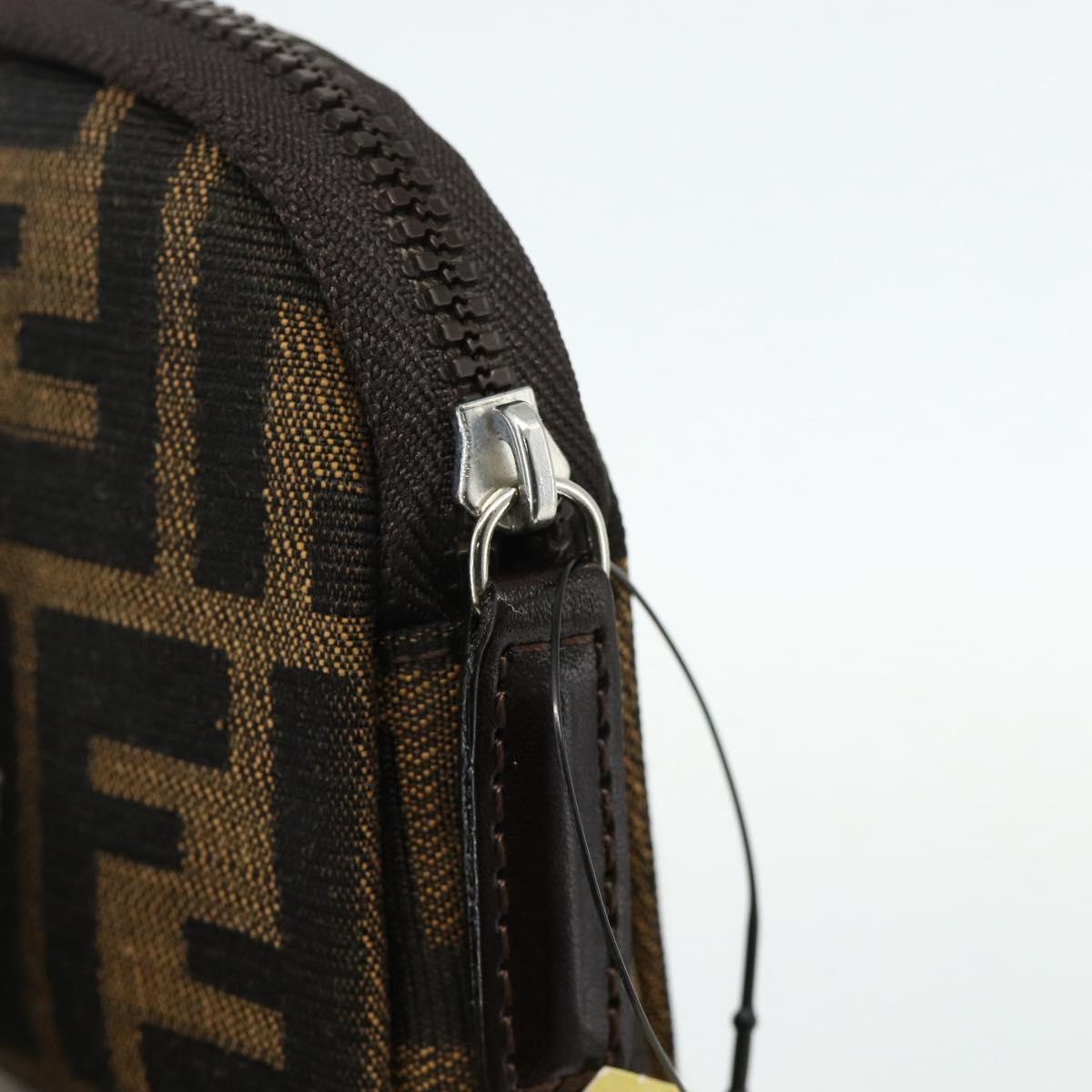 FENDI Zucca Canvas Pouch Black Brown Auth 168874