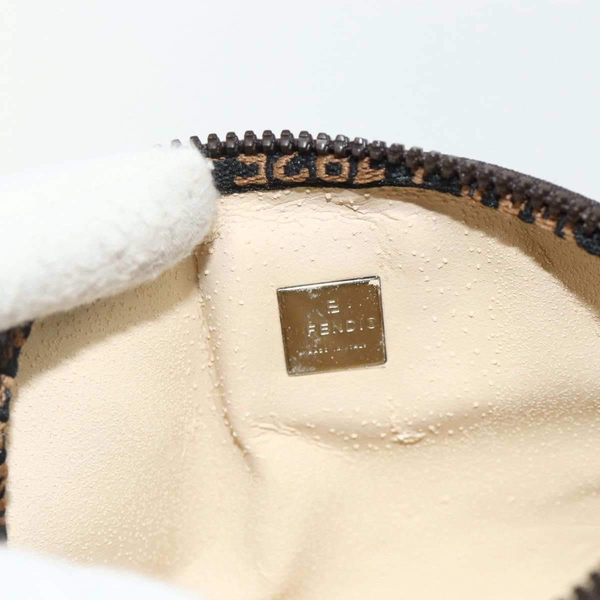 FENDI Zucca Canvas Pouch Black Brown Auth 168874