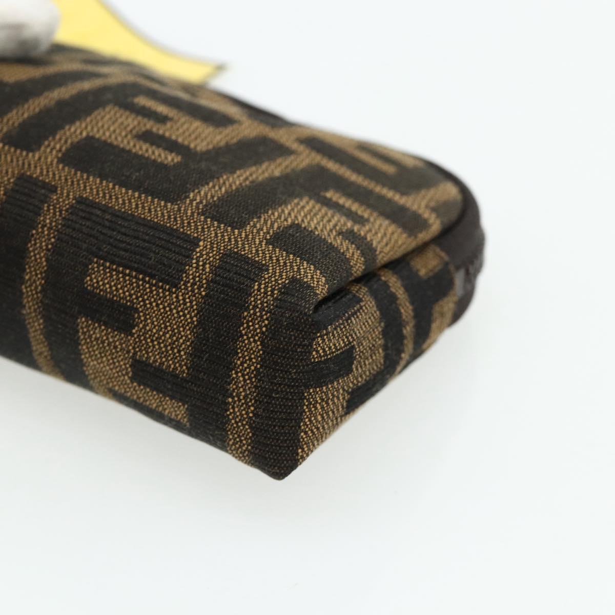 FENDI Zucca Canvas Pouch Black Brown Auth 168874