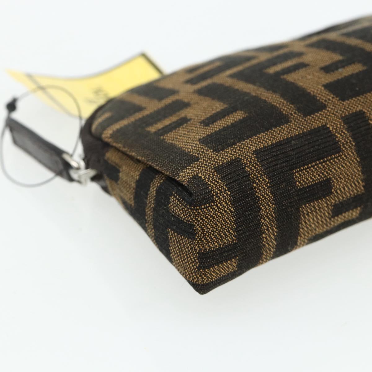 FENDI Zucca Canvas Pouch Black Brown Auth 168874