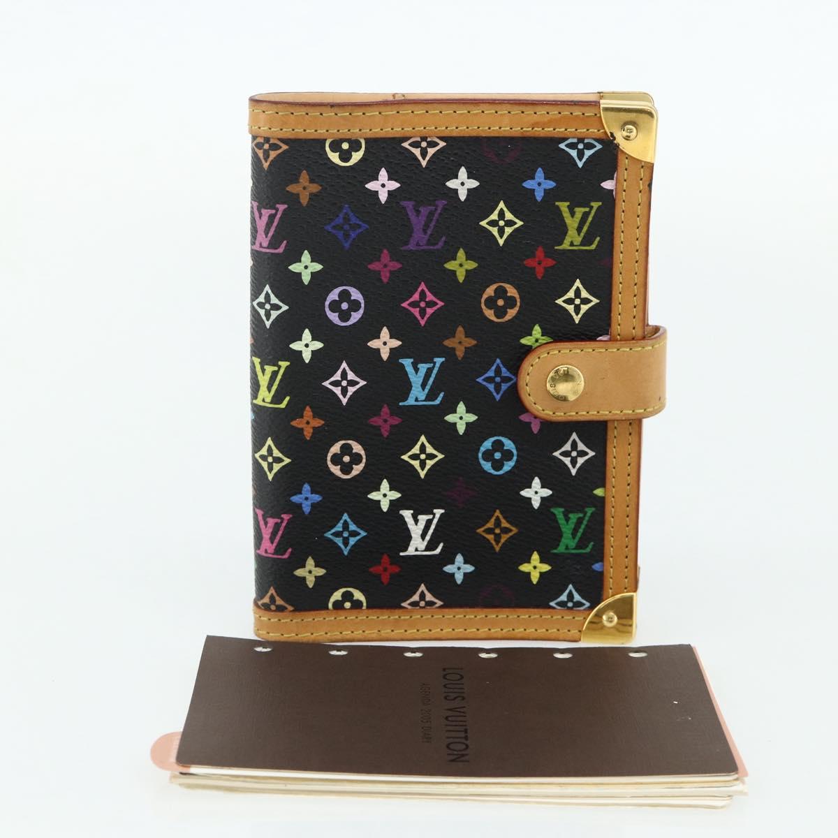 LOUIS VUITTON Multicolor Agenda PM Day Planner Cover Black R20895 Auth 168878A