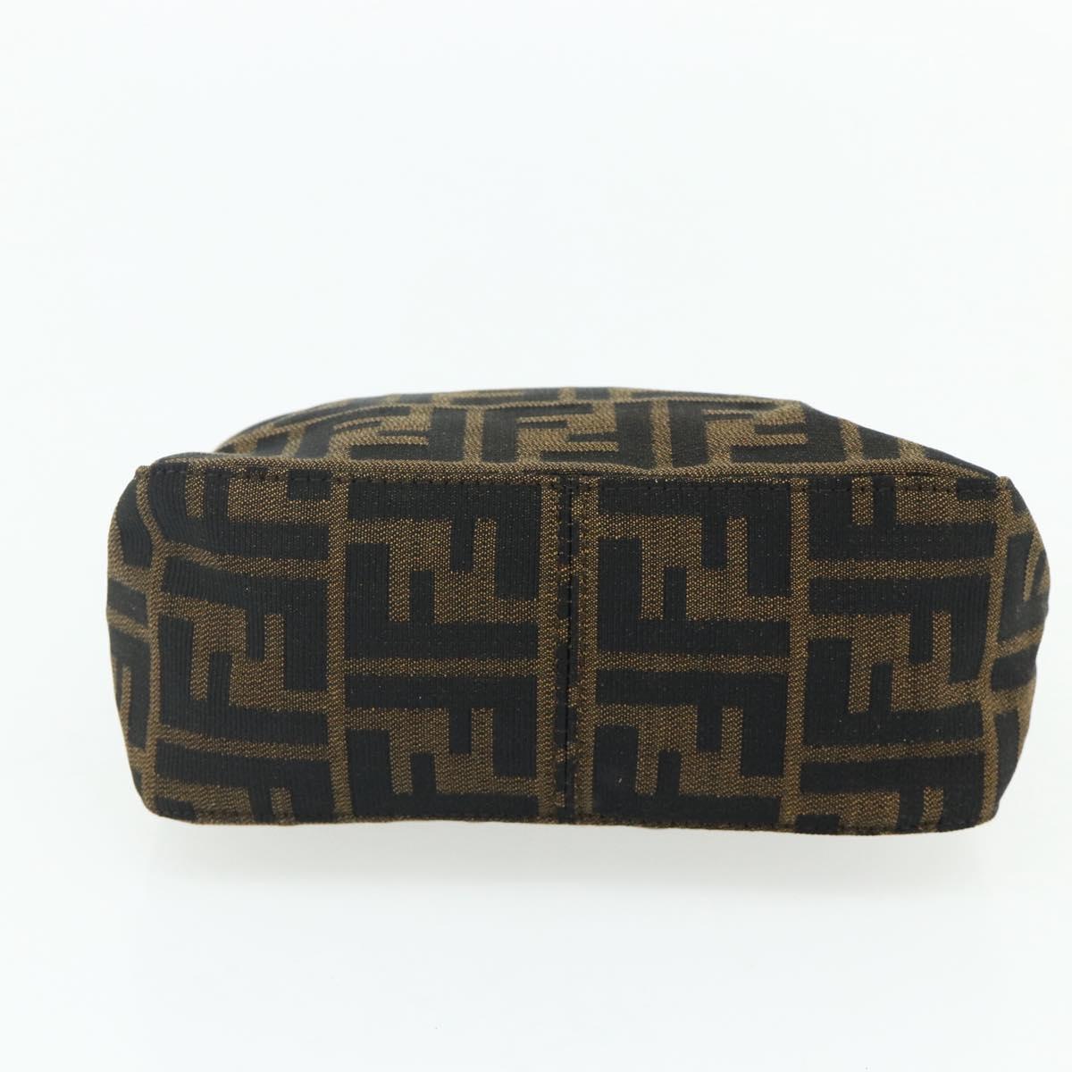 FENDI Zucca Canvas Hand Pouch Black Brown Auth 168880