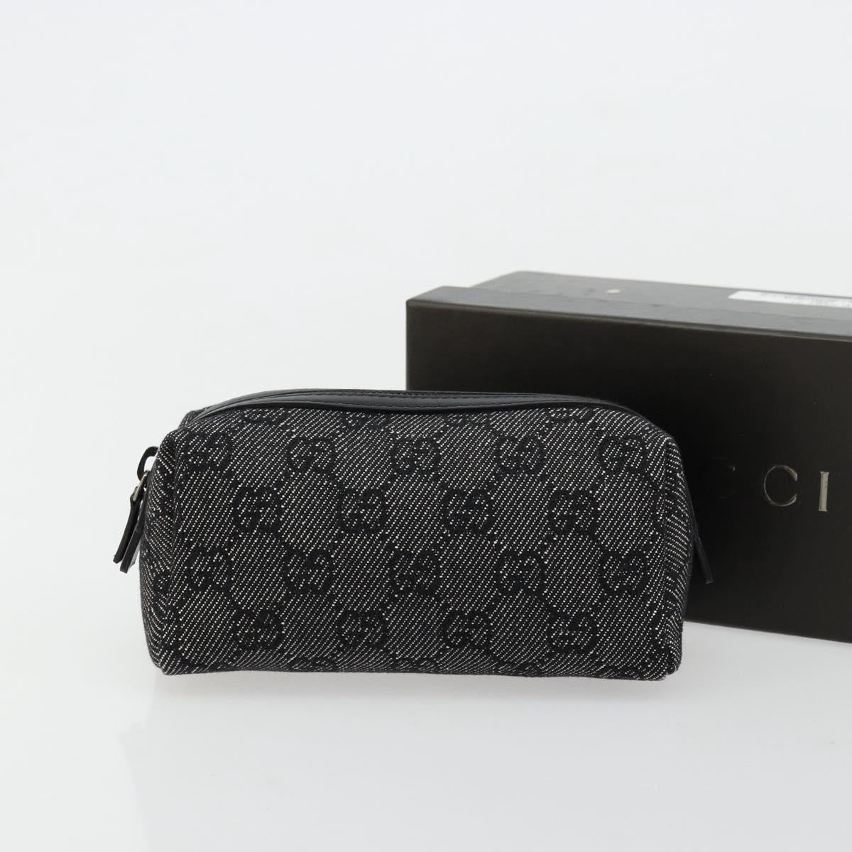 GUCCI GG Canvas Pouch Black 29596 Auth 168883A