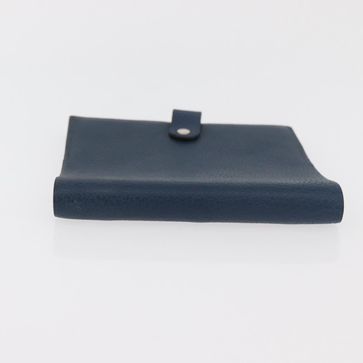 HERMES CD Case Leather Navy Silver Auth 168886