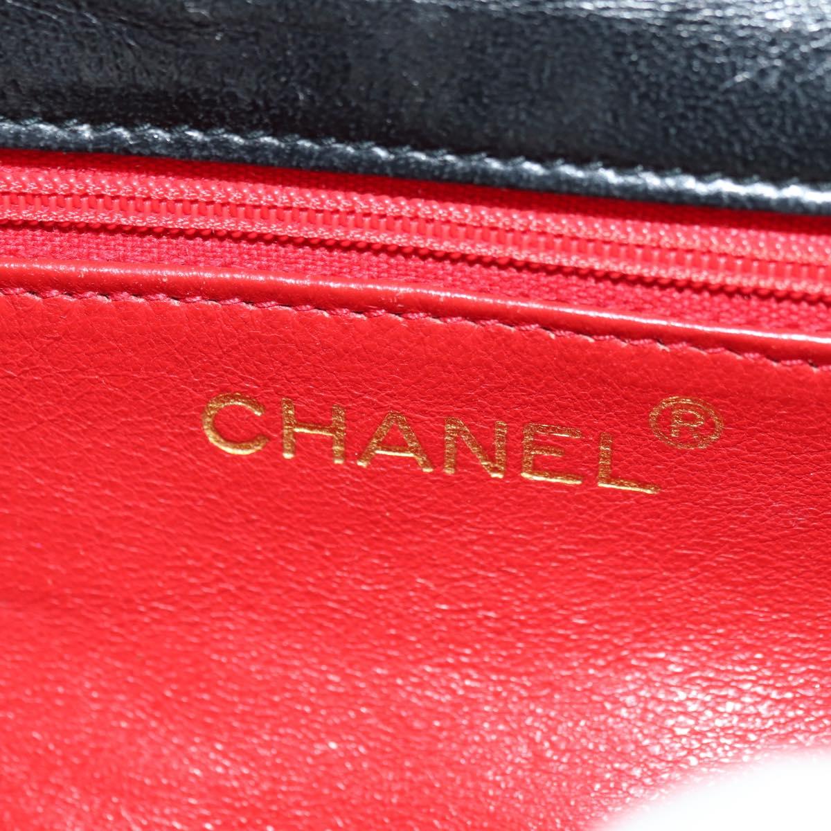 CHANEL Matelasse Chain Shoulder Bag Satin Black Gold CC Auth 168914V