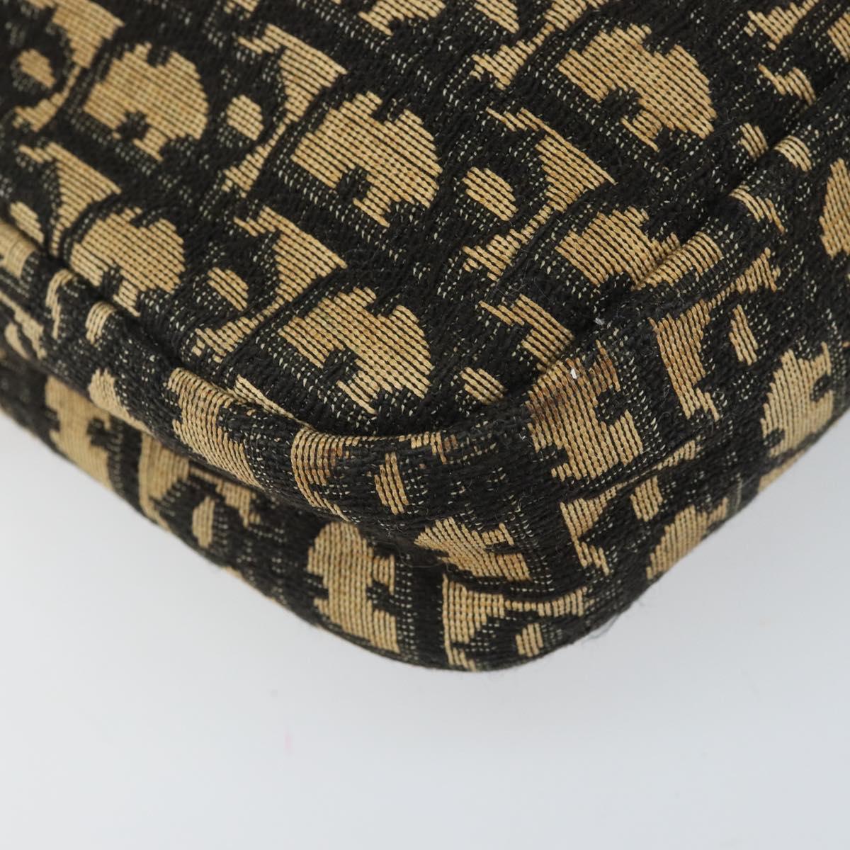 Christian Dior Trotter Canvas Shoulder Bag Navy Gold Auth 168925