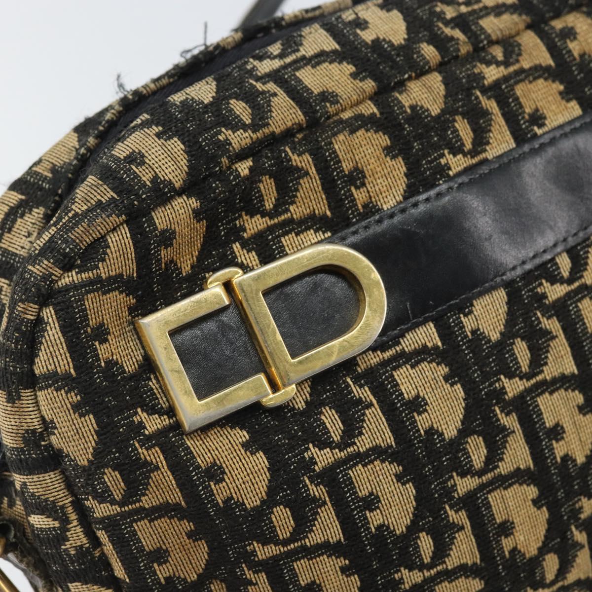 Christian Dior Trotter Canvas Shoulder Bag Navy Gold Auth 168925