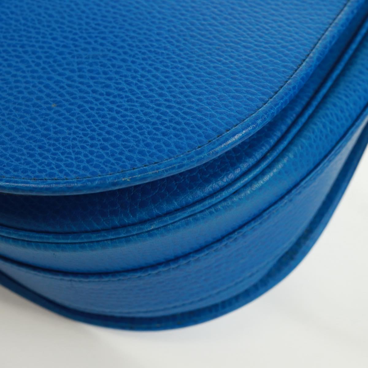 CARTIER Must Line Shoulder Bag Leather Blue Gold Auth 168927V