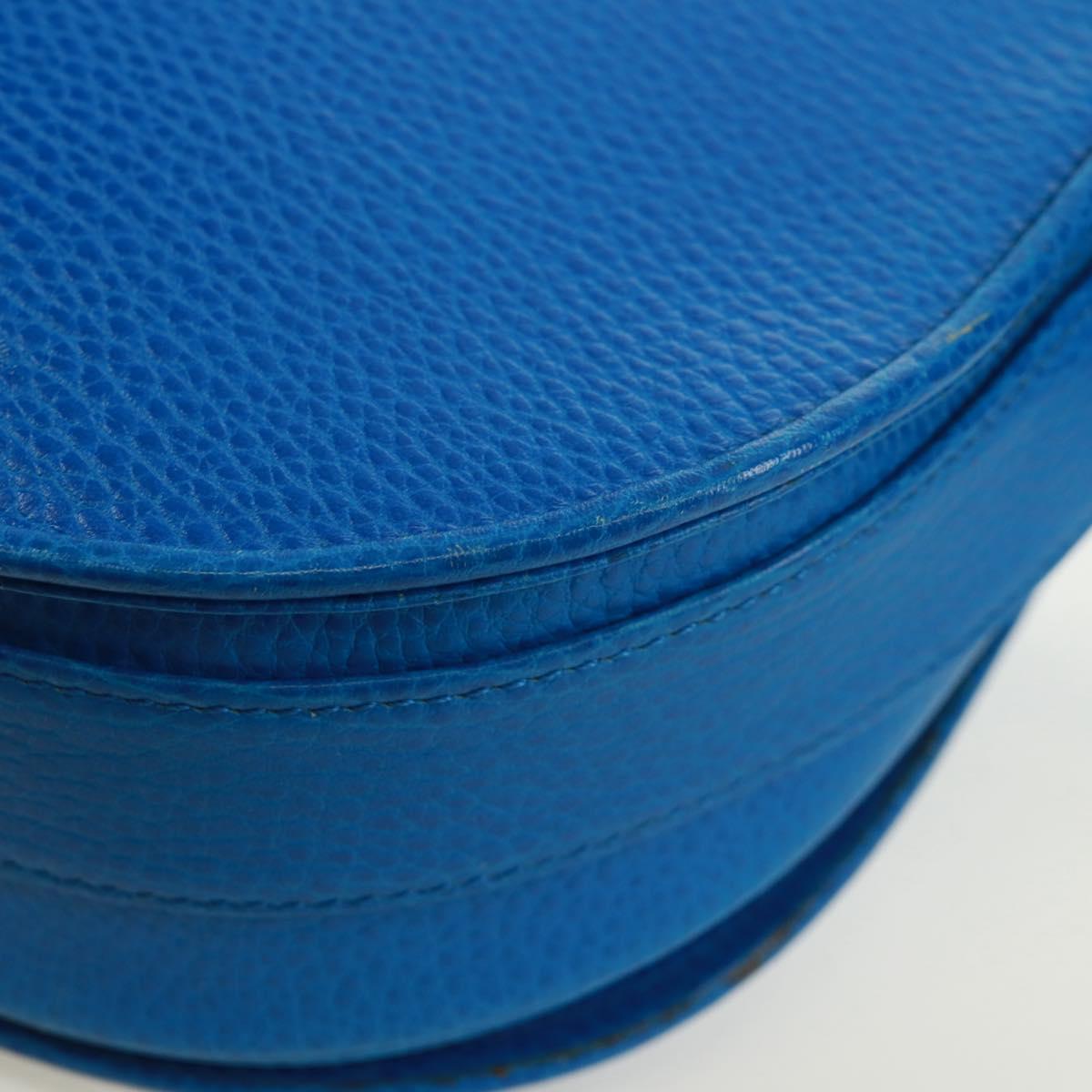 CARTIER Must Line Shoulder Bag Leather Blue Gold Auth 168927V