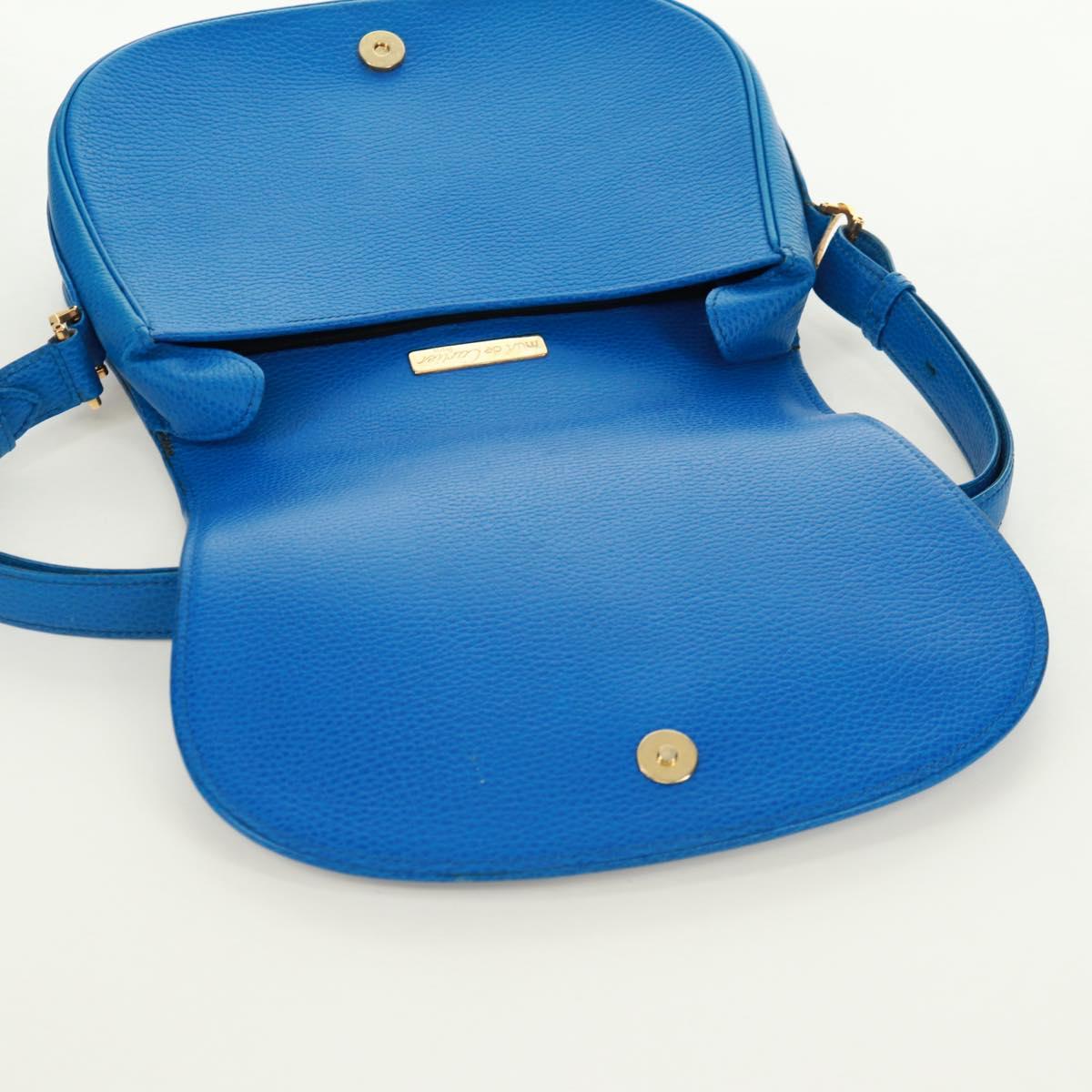 CARTIER Must Line Shoulder Bag Leather Blue Gold Auth 168927V