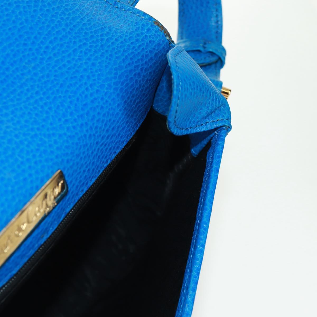 CARTIER Must Line Shoulder Bag Leather Blue Gold Auth 168927V