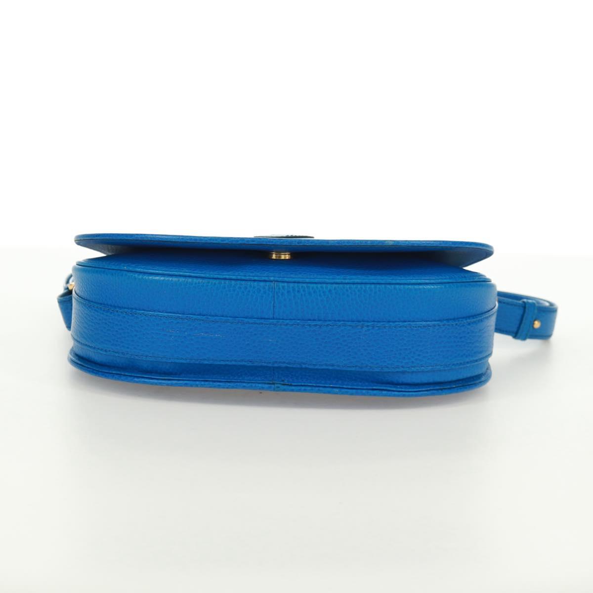 CARTIER Must Line Shoulder Bag Leather Blue Gold Auth 168927V