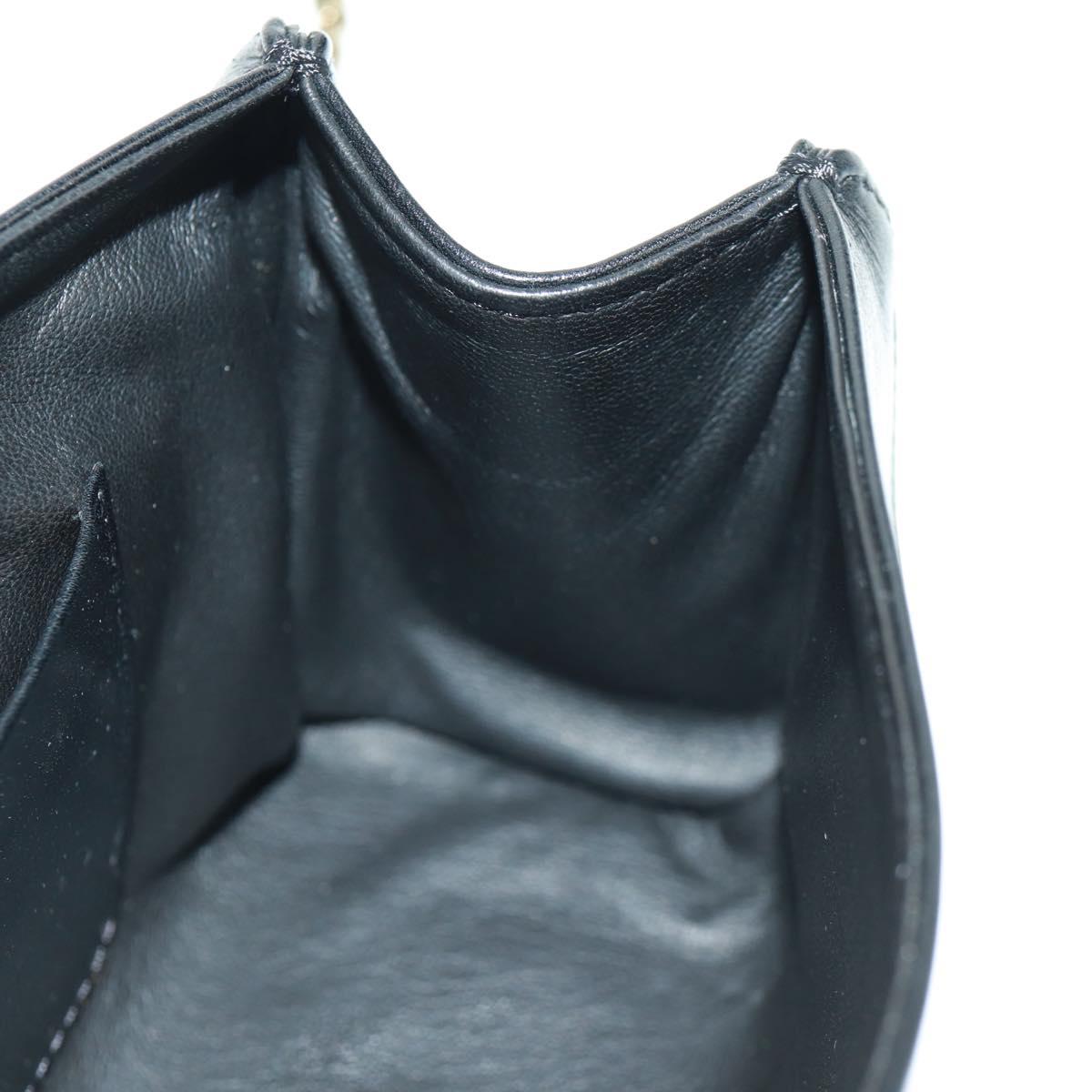 Chloe Chain June Shoulder Bag Leather Black Gold Auth 168935V