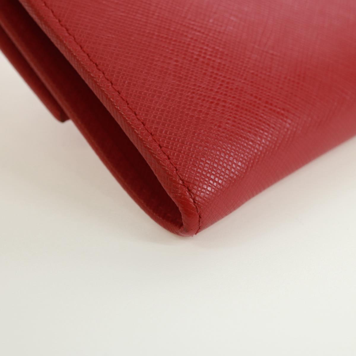 PRADA Chain Shoulder wallet Shoulder Bag Safiano leather Red Gold Auth 168938V